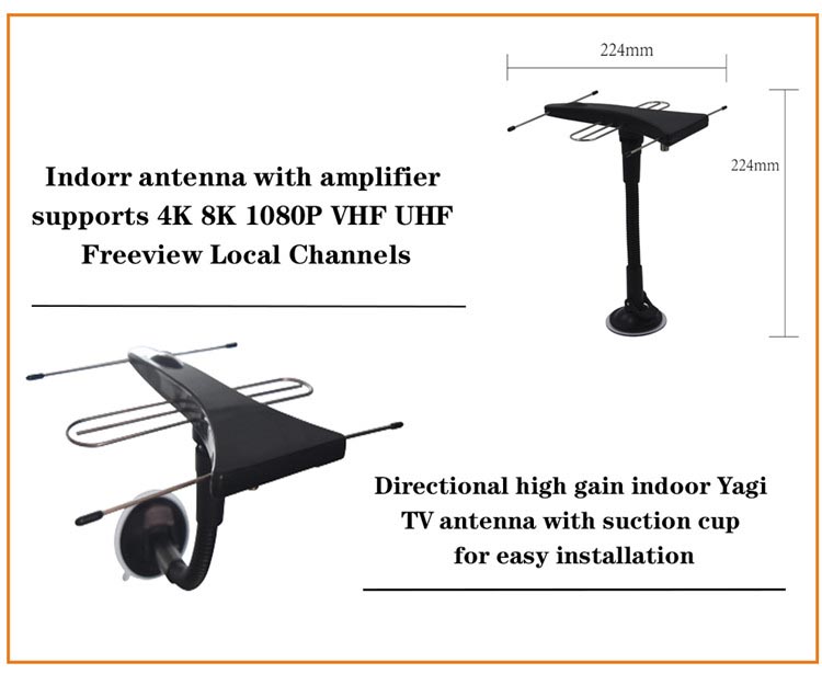 Home 5dBi VHF UHF Amplified TV Antenna Indoor Easy Setup