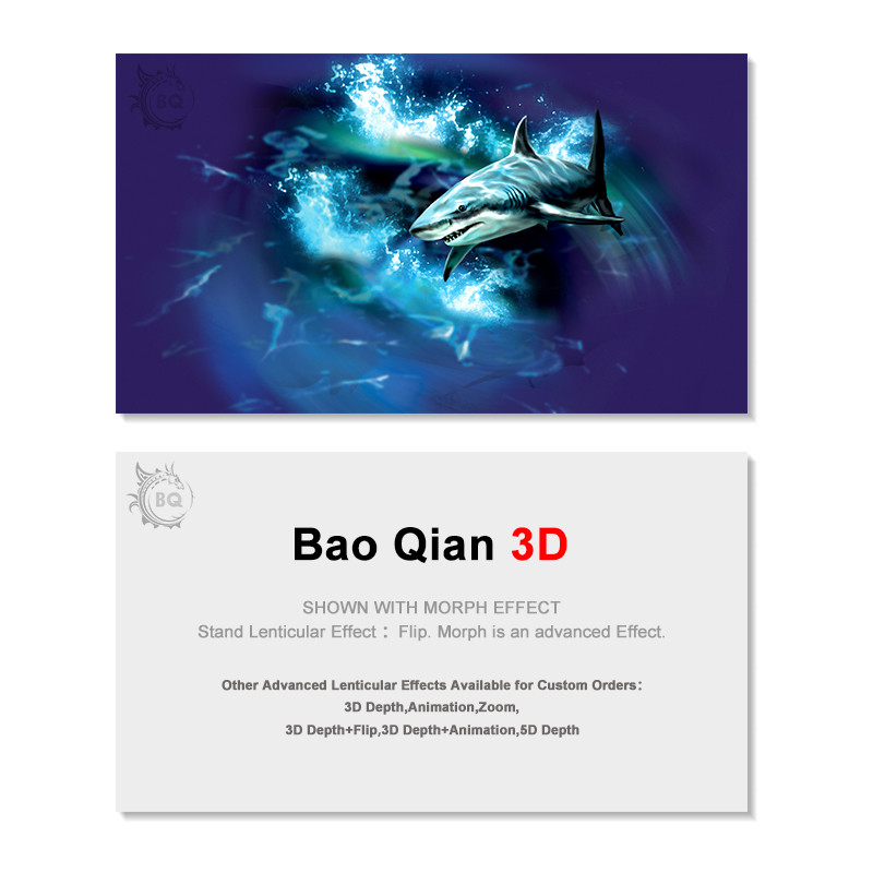 0.6mm Thickness 89x68mm 3D Lenticular Card 3D Flip Changing Effect