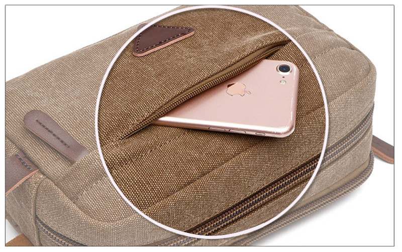 Men'S Vintage Leather Canvas Travel Shave Kit Bag