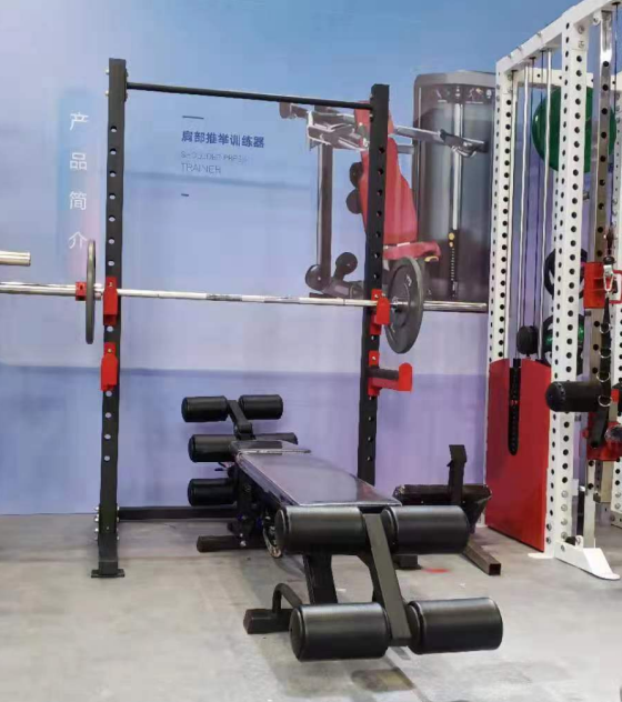 Home Gym Trainer Training Equipment with Weight Bench Barbell Bar Half Squat Rack