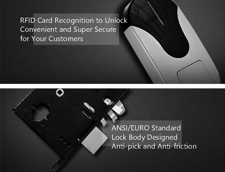 Silver Hotel Electronic Door Locks Zinc Alloy 6V Working Voltage 200 Cards Data Capacity
