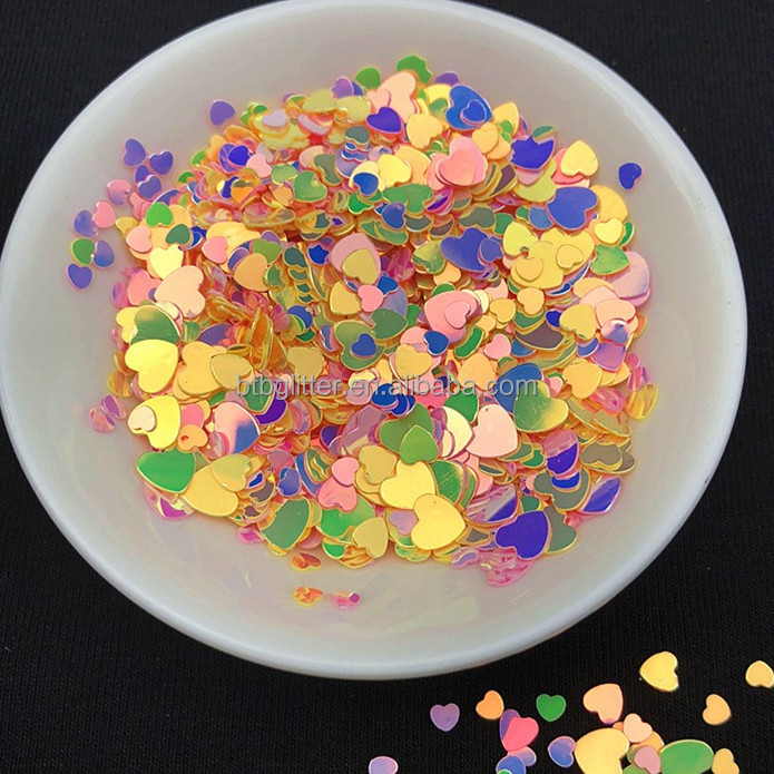 PVC Custom Heart Shape Nail Glitter Sequins Transparent Glitter for Other Holiday Supplies