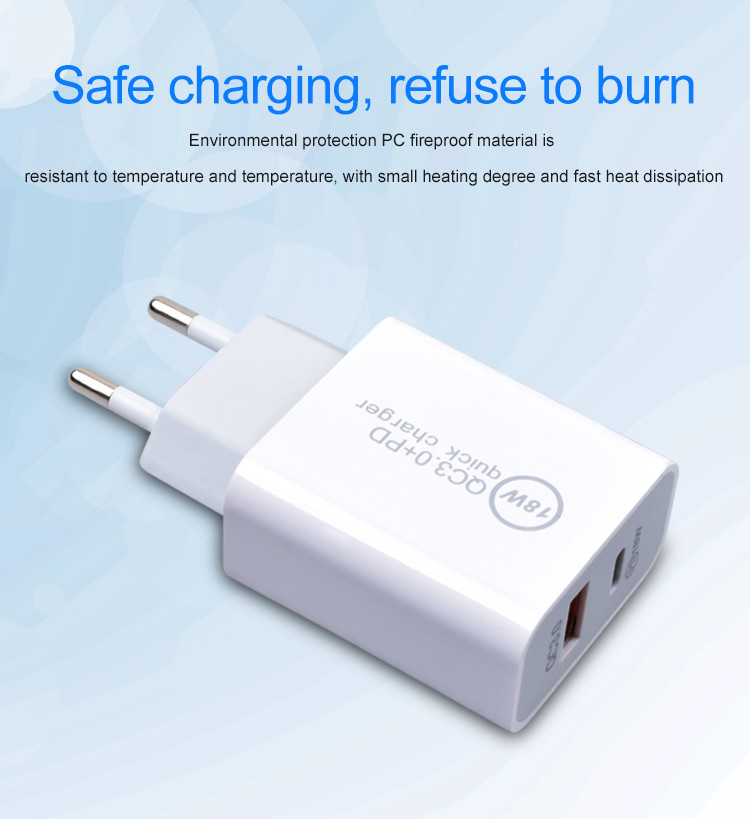 Qualcomm 3.0 Quick Charge 2 Port 18W USB C Wall Charger