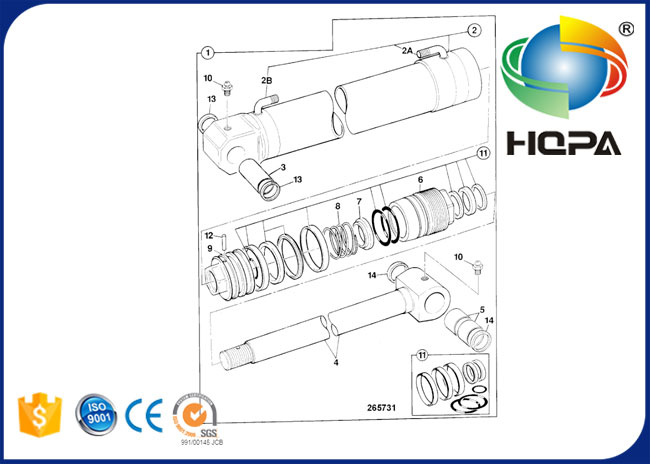 991/00145 99100145 991 00145 Ram Dipper Cylinder Seal Kit for JCB 214e/3CX