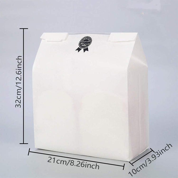 Bopp Flat Bottom Kraft Paper Bags , 12* 32*8.7cm Kraft Baguette Bags