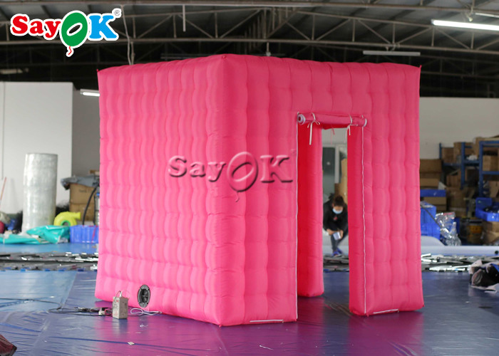 Inflatable Party TENT Pink Inflatable Cube Photo Booth Tent Shell With Color Changing LED Lights