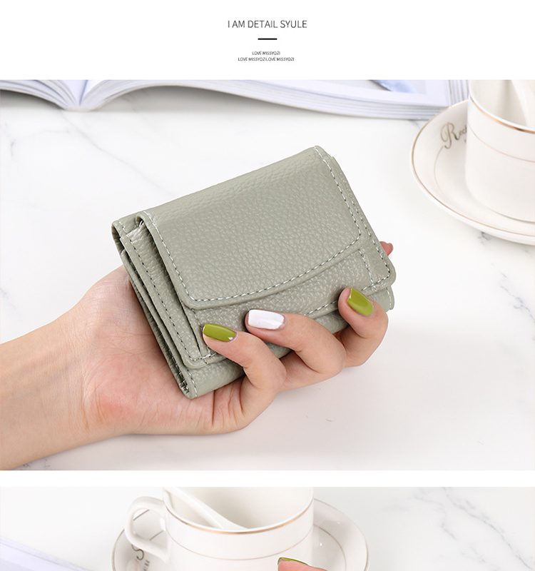 Solid Color Women's Mini Credit Card Holder Leather Coin Purse Wallet For Daily Life
