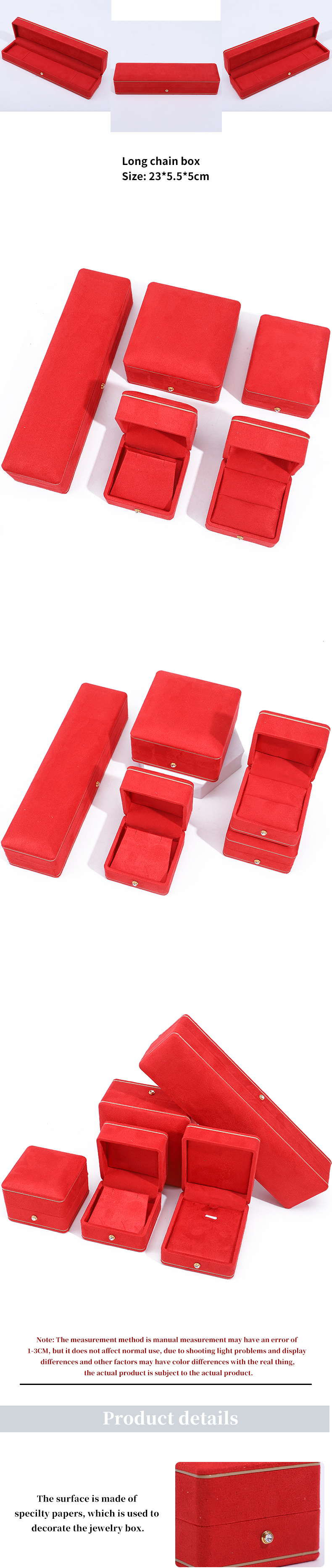 Newest Style Customized Size Velvet Jewelry Packaging Box for Bracelet Necklace Ring