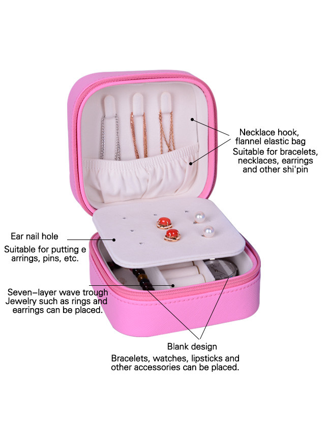 Bule Color Portable Travel Jewelry Box Custom Logo With Many Comparments Inside