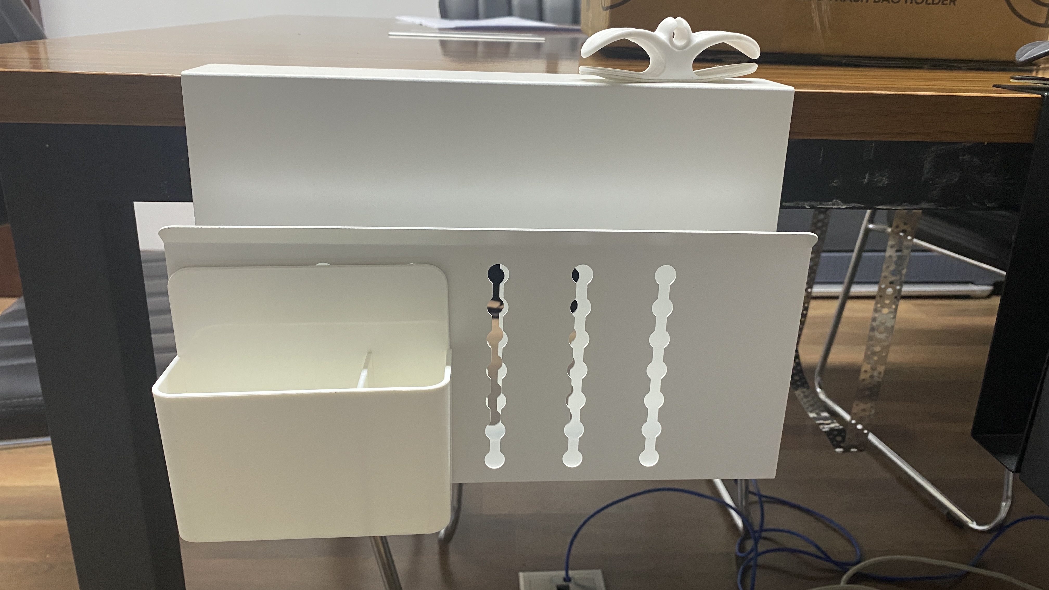Desk Side Storage Holder No Drill Under Desk Cable Management Tray Steel Hanging Tray