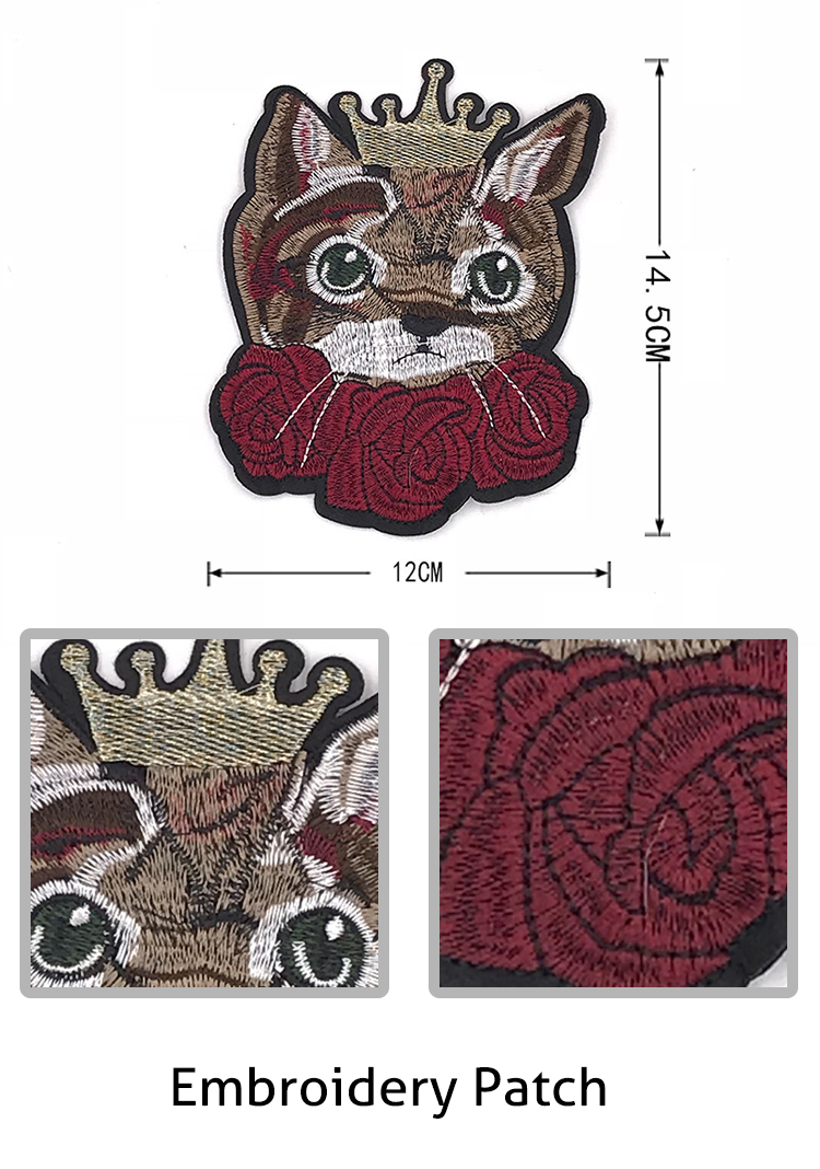 Cute Cat Embroidery Patch with Crown Design Sew/Iron on clothing#10028