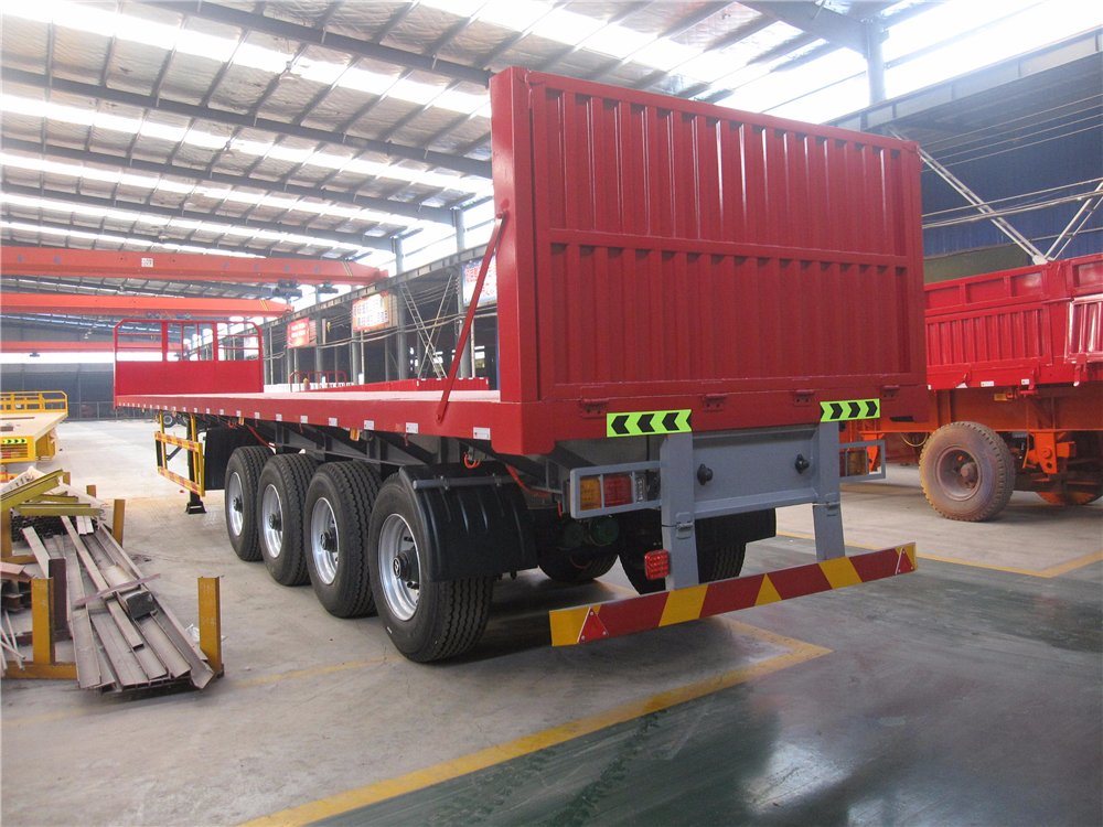 Japan Market Semi Truck Flatbed Trailer with 80T Max Payload and Hydraulic Ladder