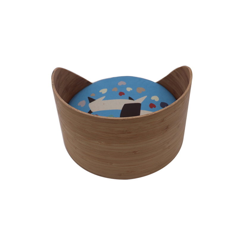 Indoor Round Wood Bamboo Pet Bed Frame Cat Cattery