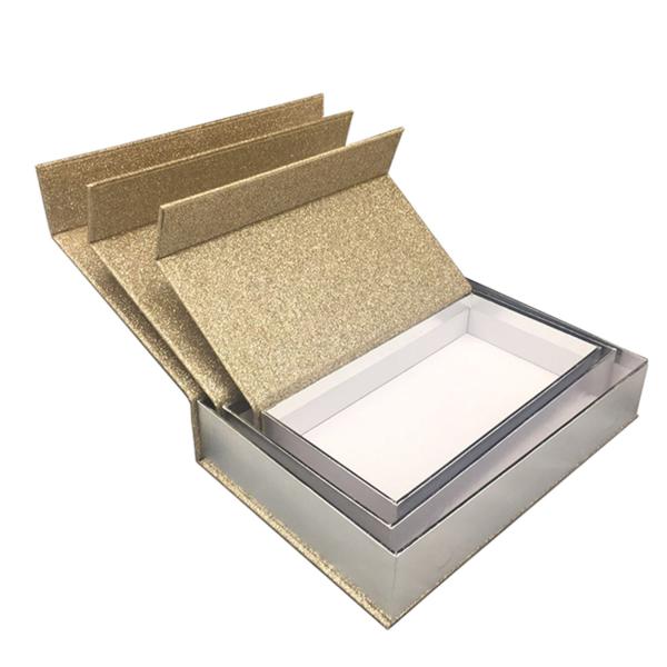 Quality Luxury Magnetic Xmas Gift Boxes With Lids Gold Glitter Paper Custom Size for sale