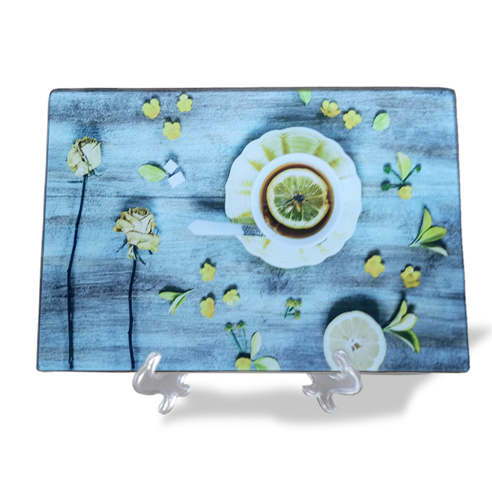 Sustainable Design Style Serving Tray with Tempered Cutting Board and Smooth Surface