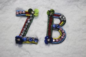  Letter patches Glass strass beads with sequins handmade patches Manufactures