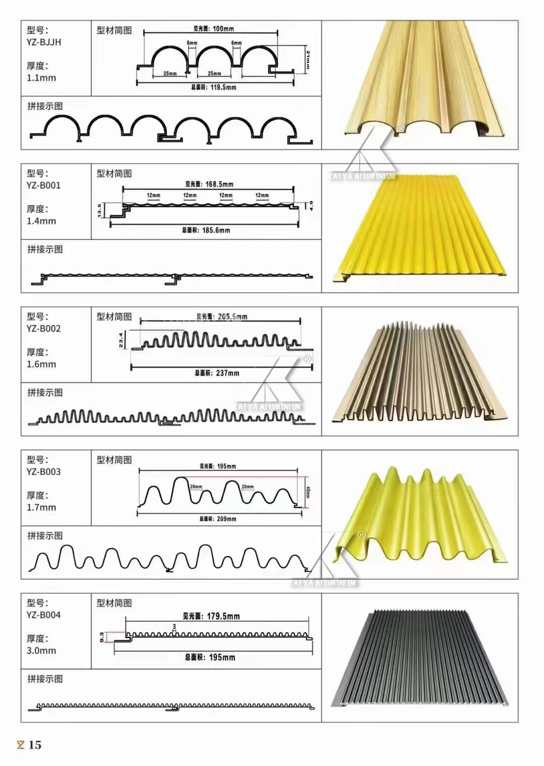 6063 Aluminium Alloy Profile Corrugated Cladding Decorative Great Wall Panel