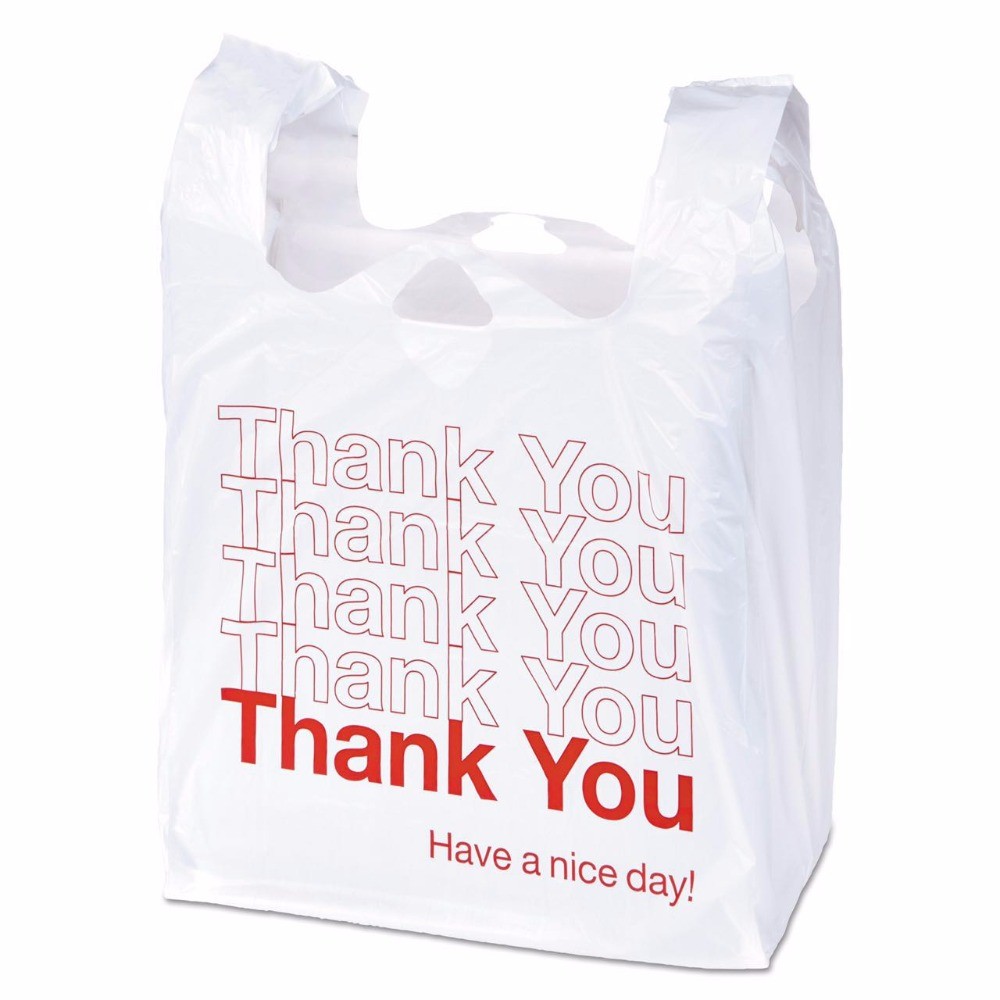 LDPE / HDPE Transparent T Shirt Shopping Bags With Custom Logo Printing