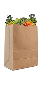 57 Lb Kraft Brown Paper Bags (50 Count) - Kraft Brown Paper Grocery Bags Bulk - Large Paper Bags