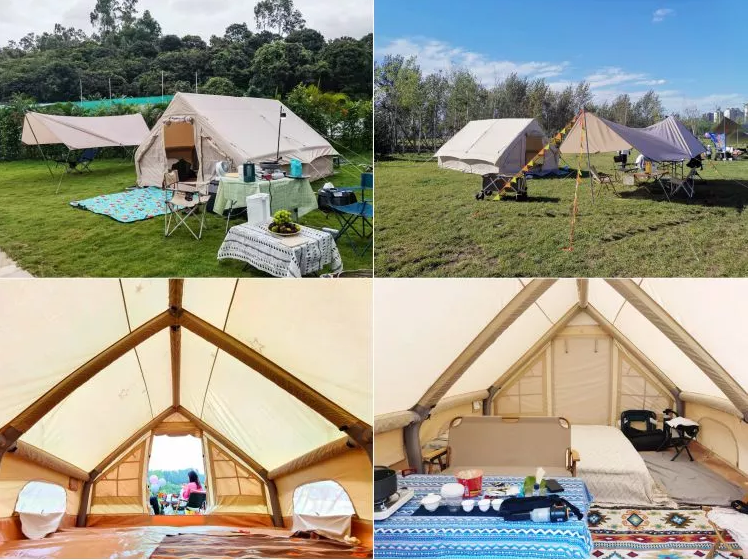 Wholesale Inflatable Air Tourist Tent Large Canvas Glamping Cabin Tent Family Outdoor Inflatable Camping Tent