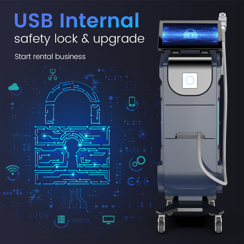 1200W Diode Laser Hair Removal Machine 15.6-inch Touch Screen Water Air Cooling 1-10HZ Frequency