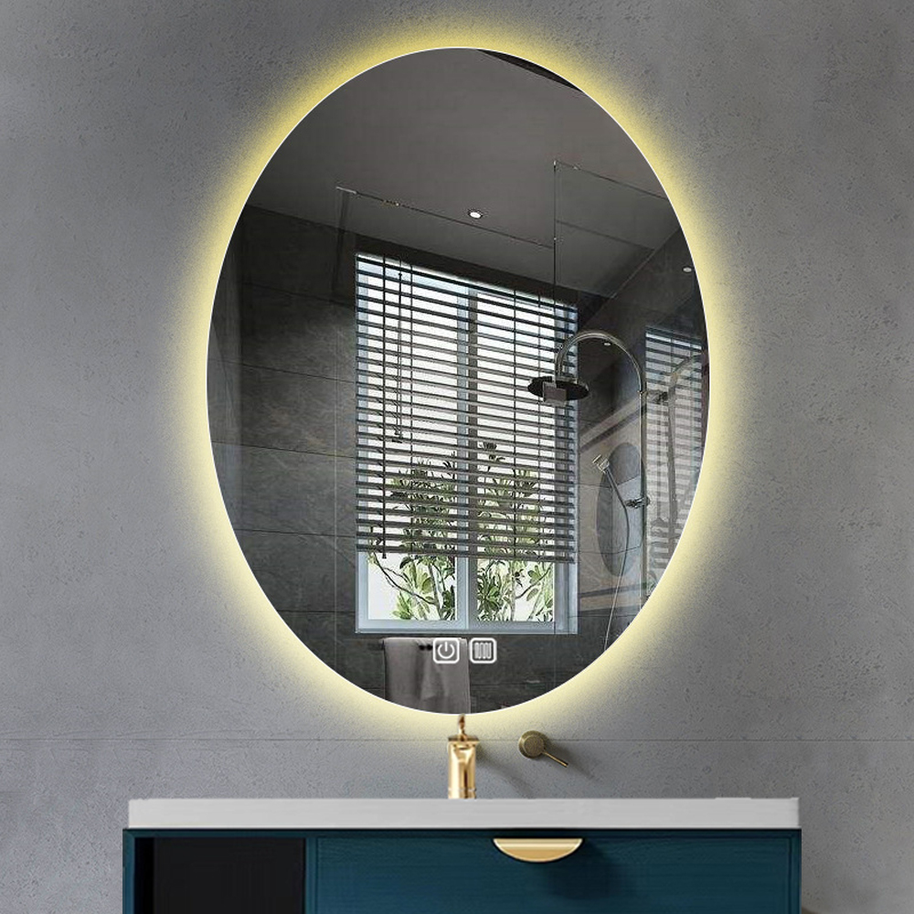Small Salon Hanging Wall With Led Mirror Backlit Bathroom Smart Fitness Bevelled Touch