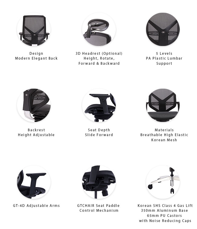 4D Arms Ergonomic Mesh Task Chair Desk Computer Chairs Mesh Office Chairs