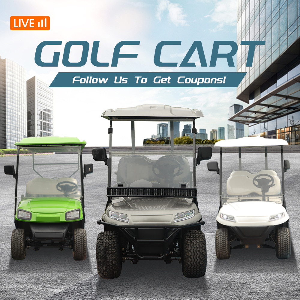 2 Rows 4 Seater Mini Golf Cart Steel Frame With Front Basket And Off-Road Tires Max Speed 30-40km/H