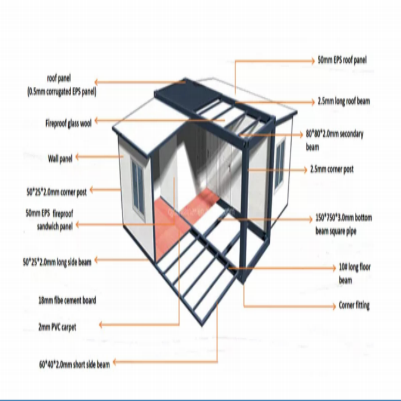 Apartment Expandable Container House 2 Bedroom 20ft Steel Structure Prefabricated Homes