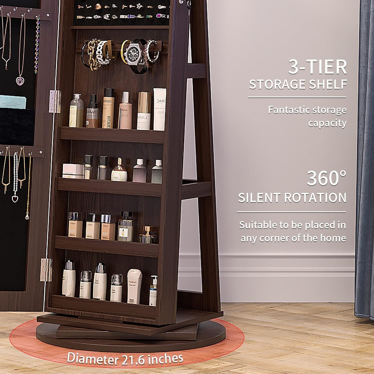 Frameless Full Length Mirror Cabinet Rectangle Wood Mirror Cabinet Customized