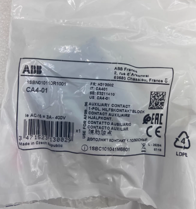 ABB CA4-01 Thermal Overload Relay with 0.1A to 1.6A Rated Current for Reliable