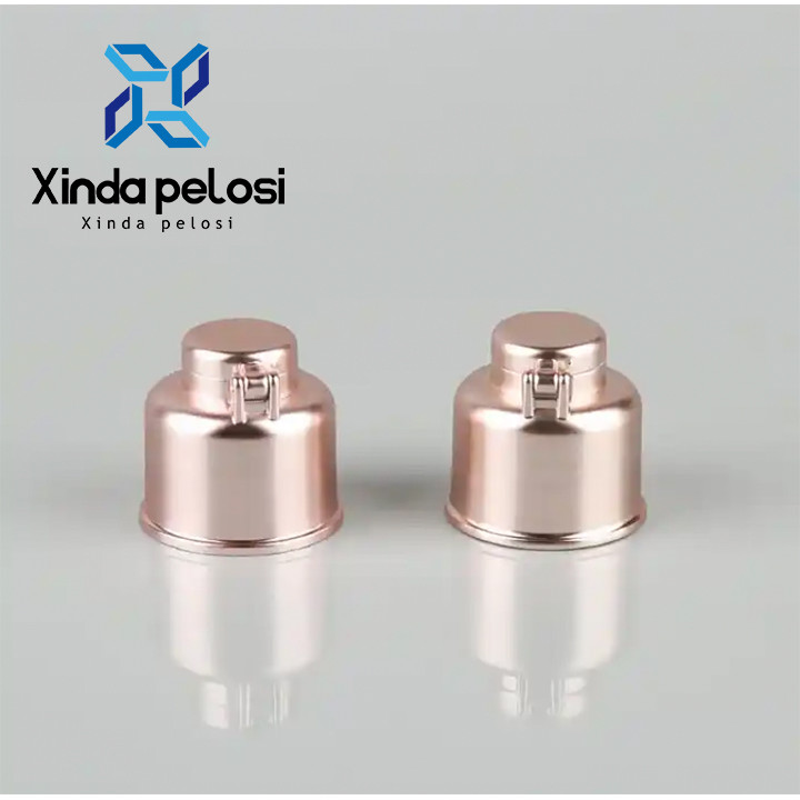Plastic Cosmetic Bottle Caps PP Lid Electroplating Aluminium Bell Shape Cap UV Flip Top Lid