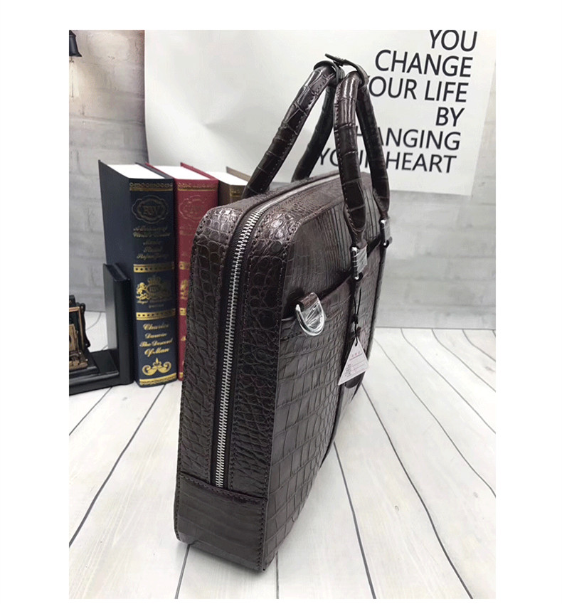Business Style Genuine Crocodile Belly Skin Men's Working Bag Briefcase Exotic Real Alligator Leather Male Large Handbag