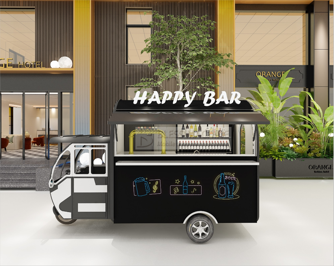 2023 Electric Mobile Iced Fresh Beer Wine Cocktail Beverage Drink Bar Tricycle Boutique