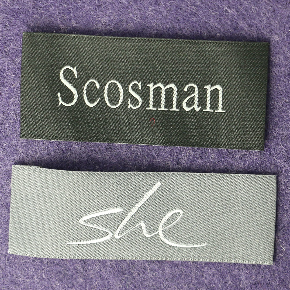 Straight Cut Fabric Woven Apparel Labels Cotton Yarn Custom Neck Tags