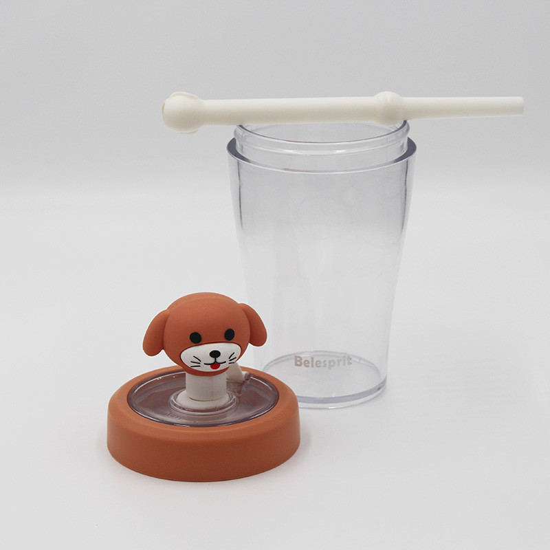 Leak Proof Tritan BPA Free Water Bottle With Cartoon Dog Stopper