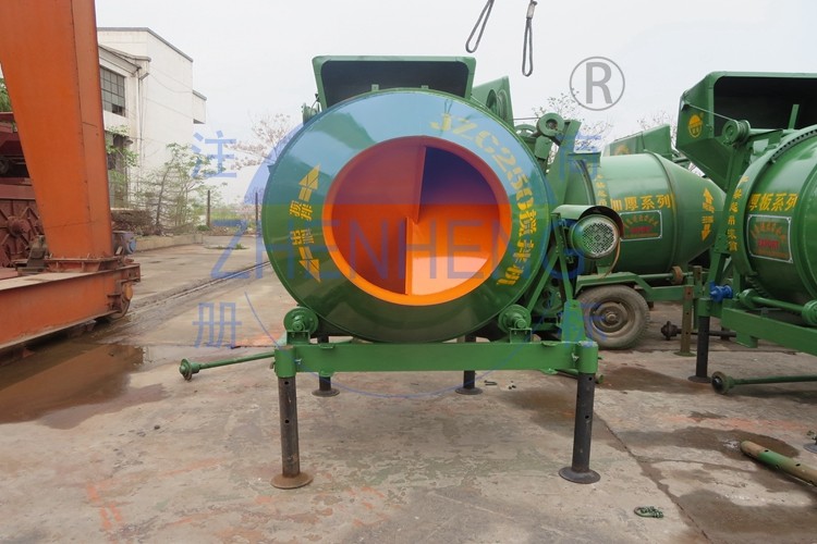 Green Electric Volumetric Mixer Trailer, Rotating Drum Mobile JZC250 Cement Mixer