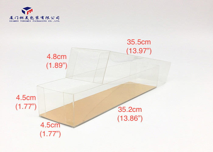 Light Weight Hard Plastic Box Packaging Gold Paper Inside With Clear Bottom Base