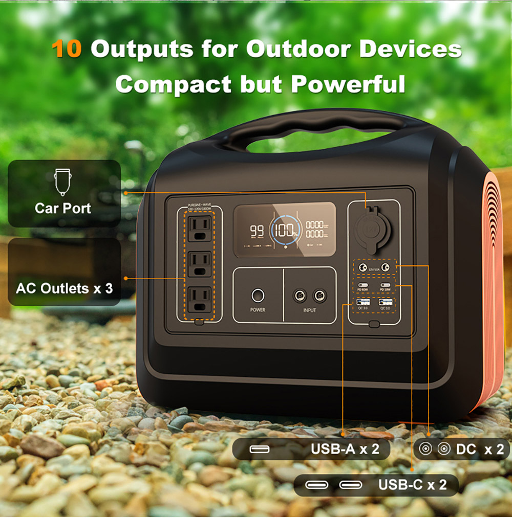 EU 1800W Outdoor Solar Portable Power Station For Camping With Panel