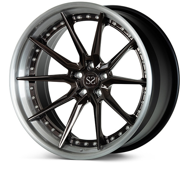 2PC Audi Forged Aluminum Wheels 5Spoke Black Rim Silver Machining Face 17inches