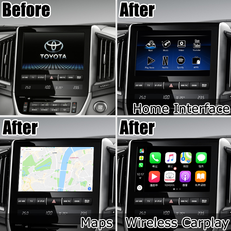 Toyota Land Cruiser LC200 Car Video Interface Upgrade Carplay Android Auto Durable