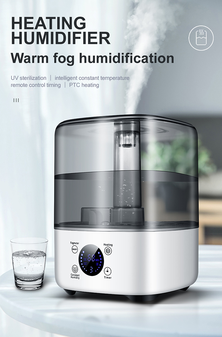 Top Filling 5L Room Humidifier Cool Warm Mist Humidifier UV Sterilize