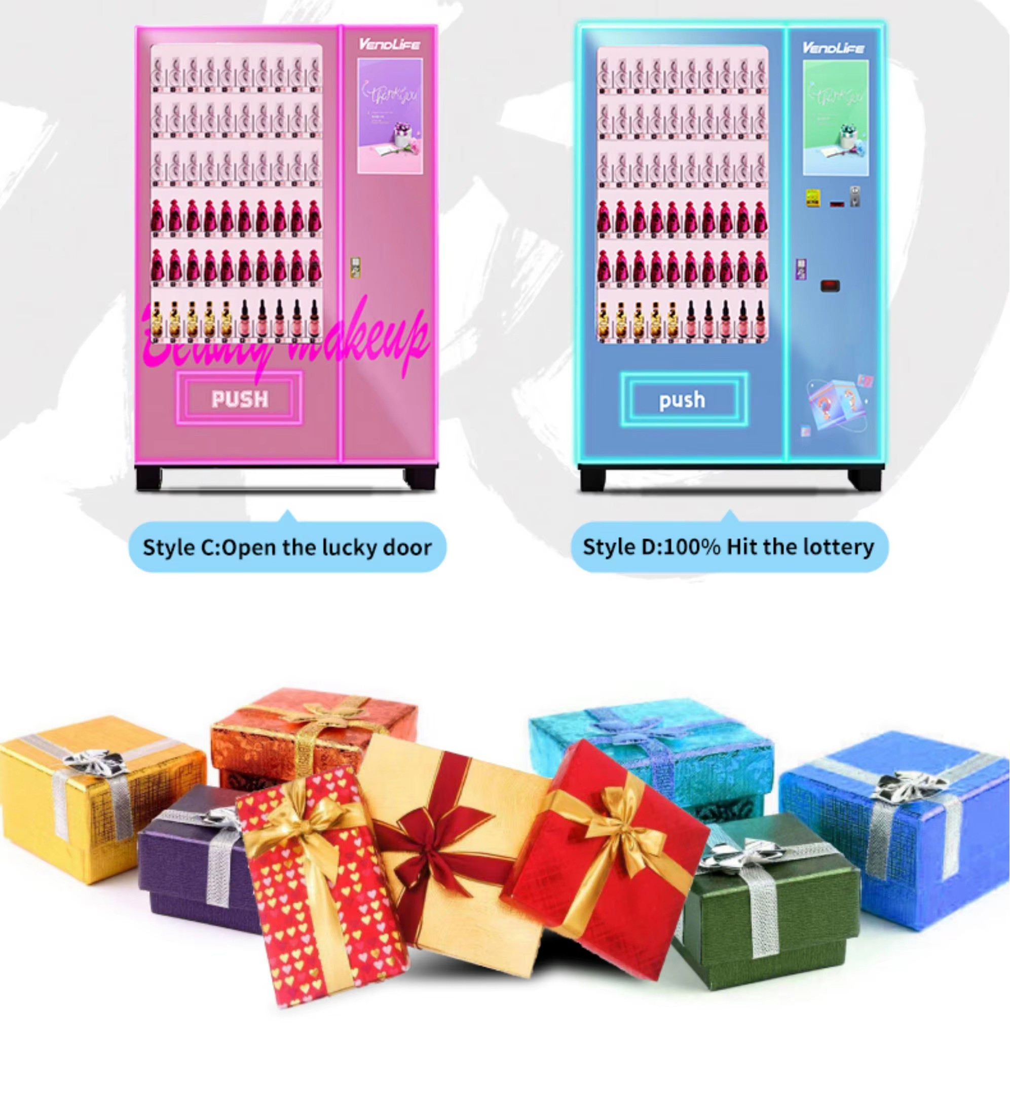 Eyelashes And Cosmetics With 21.5 Inches Advertisement Screen Beauty Vending Machine Perfume Vending Machine
