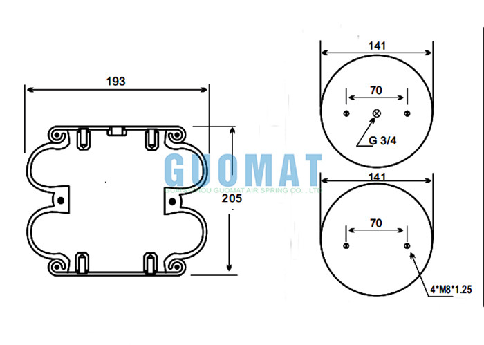 W01-358-7325 Industrial Air Spring Firestone Rubber Bellow 26 Style 2B8-150 Goodyear Replacement