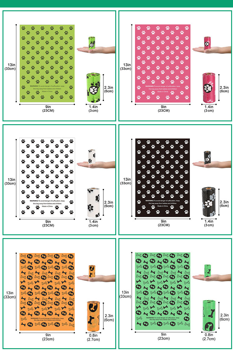 2 Rolls for Delivery 15 pcs Degradable Imported Raw Materials PET Dog Cat POP Garbage Bag