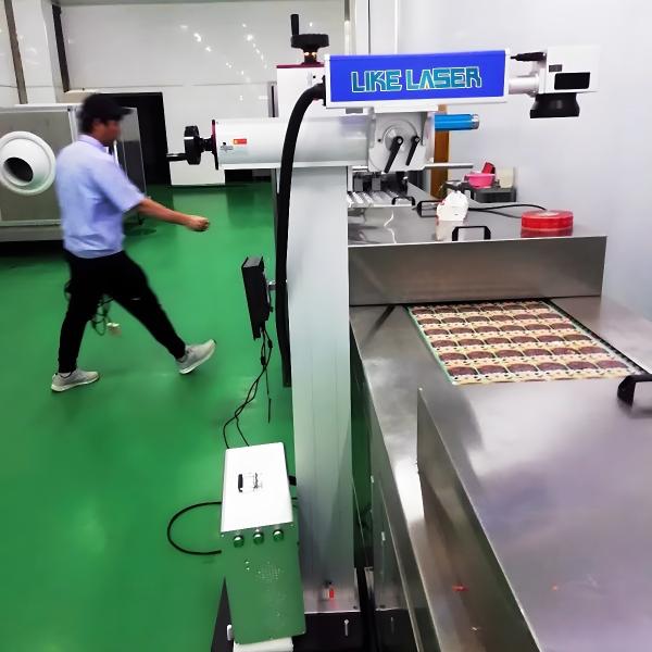 40W CO2 RF Online Flying Laser Marking Machine for Pet Bottles Conveyor Included