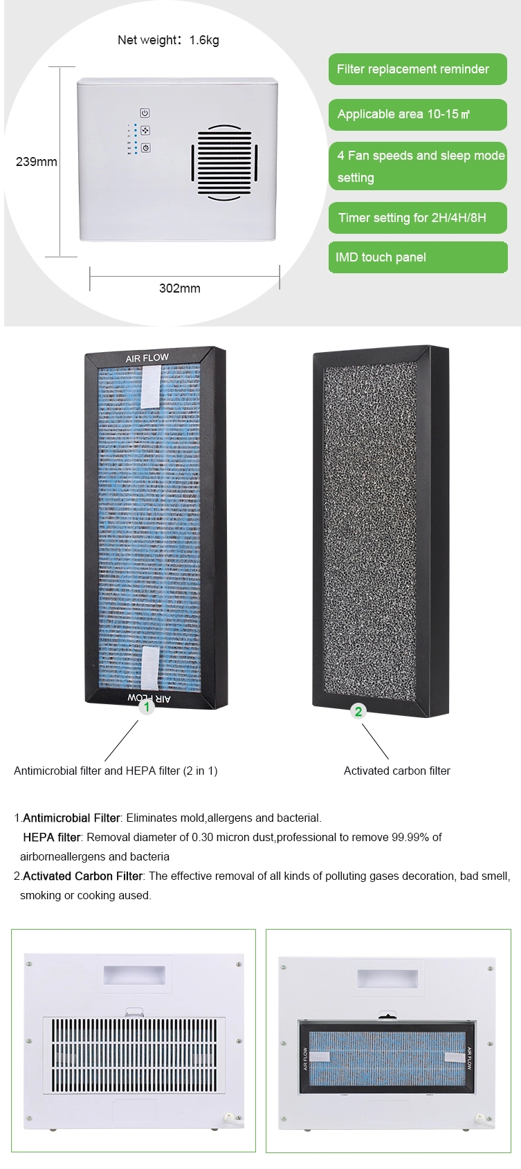 180m3/h RoHS Car Ozone Air Purifier 10m2 Ozone Generator Ionizer