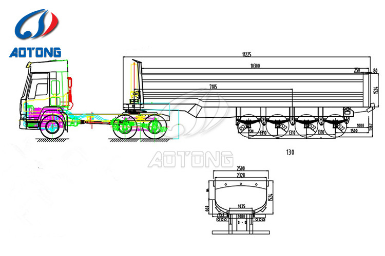100 Tons Double Axles U Shaped End Rear Tipper Dumper Semi Truck Trailer for in Market