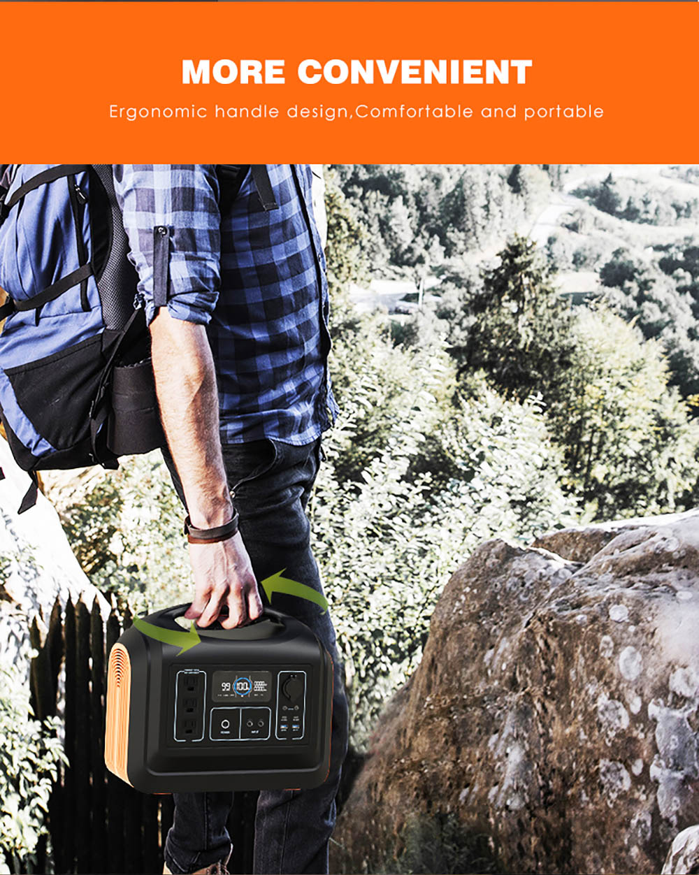 EU 1800W Outdoor Solar Portable Power Station For Camping With Panel