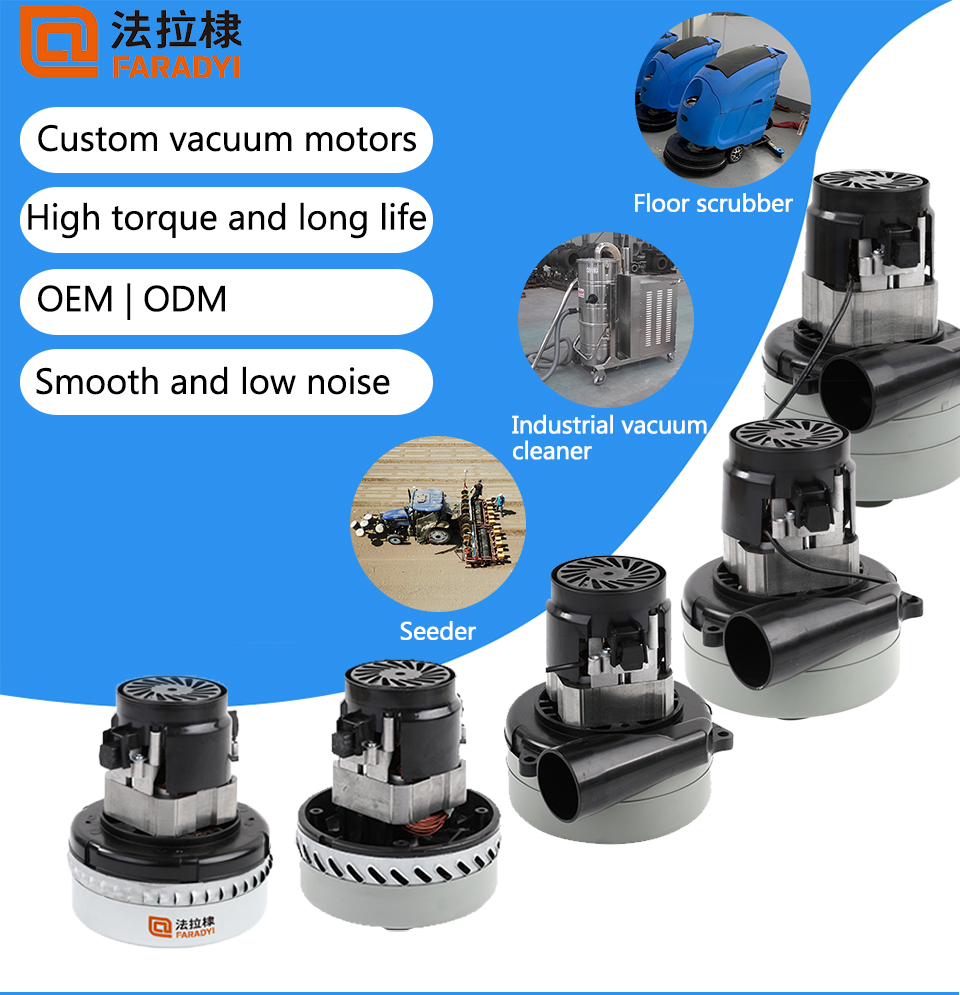 Faradyi Customize 12V 24V Industrial Brushless Vacuum Cleaner Motor For Floor Scrubber Walk-behind Washing Machine